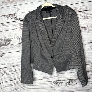 Lane Bryant Black Houndstooth Blazer Jacket One Button 26